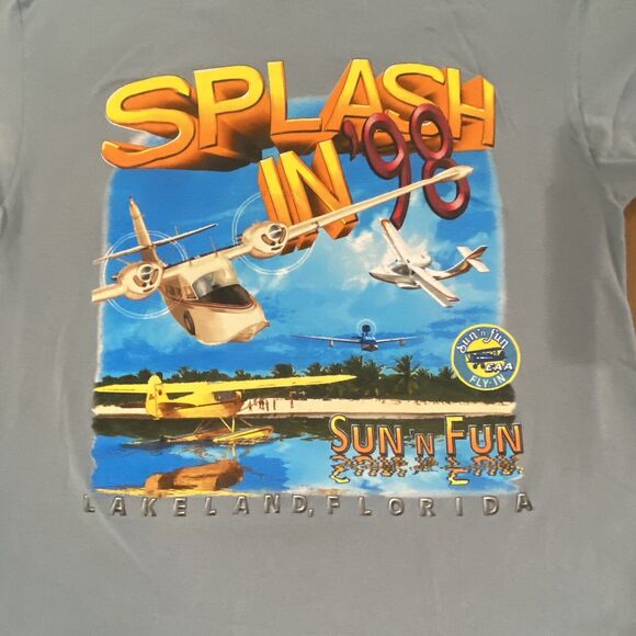 Vintage Airplane Splash In 1998 Single Stitch shirt Mens Size L Lakeland Florida - Picture 2 of 6